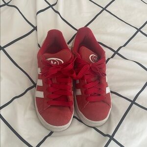 Adidas Red and White Campus sneakers